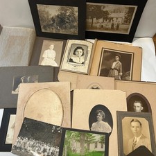 Lot of 14 Antique Edwardian Photos Cabinet Cards Men Women Portraits Family C picture