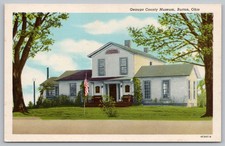 Geauga County Museum Burton Ohio Vintage Linen Postcard Curteich 1940s UNP picture