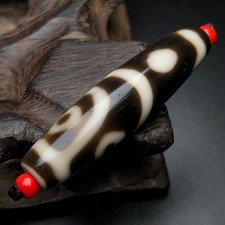 Rare Tibetan Buddhism Agate 4 Eyes Totem Dzi Bead Amulet Necklace Pendant G1148 picture