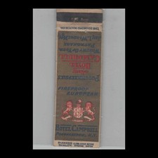 Matchbook Cover 1930s Diamond Quality Hotel Campbell Poughkeepsie NY picture
