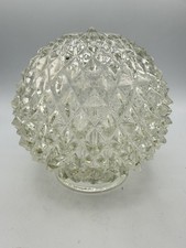 Vtg Heavy Clear Pressed Glass Pineapple Diamond Light Shade 3-1/4” Fitter picture