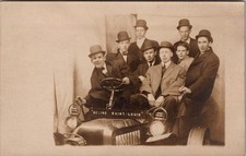 Postcard Real Photo RPPC Group of Men Sitting in Old Car St Louis Missouri picture