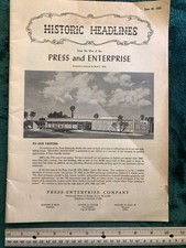 1955 Press Enterprise Historic Headlines Riverside Ca celebrating new office HTF picture
