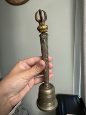 Antique Tibetan Buddhist Bronze Vajra Dorje Ritual Implement Lotus Handle picture