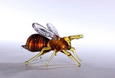 Glass Bee Blown Collectible Figurine honey bee , Animals Glass, Art Glass, Blown picture