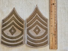 WWII US Army 1st Sgt Khaki Twill Chevron Patch Pair L@@K picture