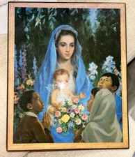 Vtg Madonna Baby Jesus Children of the World Religious Lithograph  picture