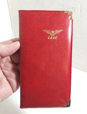 NEW VINTAGE CAAC CHINA AIRLINES RED TRAVEL DOCUMENT WALLET CHECKBOOK HOLDER picture