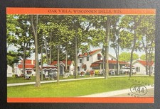 Wisconsin Dells WI Oak Villa Cottages Lodge 1930s AAA Red Border Linen Postcard picture