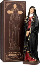 Hand-Painted Our Lady of Seven Sorrows Statue - Black Cloak, Blessed Virgin Mary picture