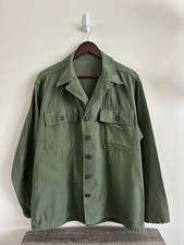 Vtg 50s-60s US Army OG-107 Cotton Sateen Utility Shirt 1st Stencil Fits Like M picture