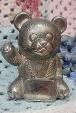 Vintage Teddy Bear with chain name plate piggy bank 5