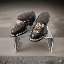 Antique Or Vintage Hand Beaded Victorian Heeled Shoe Pin Cushion Cottagecore  picture