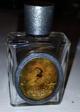 Vintage Victorian Style Crystal Perfume Bottle Pressed Flowers Pewter Lid picture