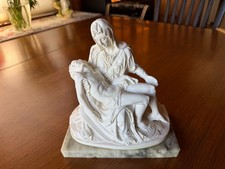 Michelangelo La Pieta Replica Sculpture on marble base 8.5