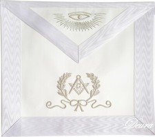 FREEMASON Blue Lodge Master Mason Masonic Square & Compass White Bullion APRON picture