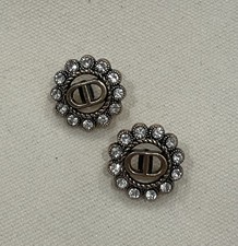 2pc of Dior Buttons Replacement Metal Antique Gold Tone w. Rhineston Size 18mm picture