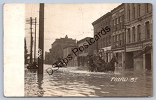 K56/ Logansport Indiana RPPC Postcard c1913 Flood Disaster Third St Stores 32 picture