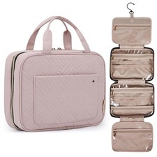 BAGSMART Toiletry Bag Travel Organizer with Hanging Hook, Baby Pink, Medium picture
