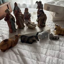 Vtg Homco 12 Piece Porcelain Nativity Set #5216 &5552 Complete Set W/boxes picture