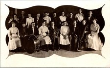 RPPC North McGregor Iowa High School Orchestra Postcard c1910 Instruments Drum picture