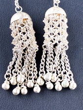 Chain Link Belt with Tassels on ends size Unique style silver tone Vintage  JB picture