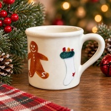 Vintage 1982 Hartstone Pottery Christmas Mug Gingerbread Man Stocking USA picture