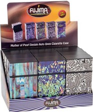 12 Mix Mother of Pearl Design Push Open Cigarette Case Pack Holders 100mm picture