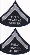 FIELD TRAINING OFFICER Chevron patches Silver on Midnight Navy 1 pair F.T.O. FTO picture