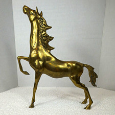 Large Vintage Brass Rearing Horse Statue - 14