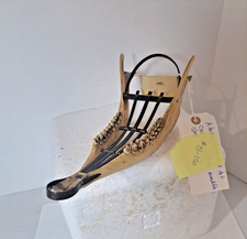 Vtg. Alaska Eskimo I Caribou Jaw Bone Art, Dog Sled picture