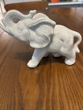 Elephant, Trunk Up, Ceramic, White picture