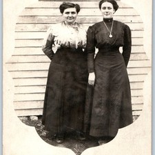 c1910s Two Women Sisters RPPC Postcard Edwardian Fashion Long Dresses Portrait picture