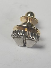 Vtg Tiny Silver Tone Pair of Feet Foot Print Pinback Lapel Newborn Baby Feet Pin picture