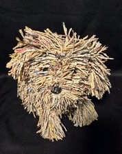 Vintage Recycled Newspaper Dog Sculpture Shaggy Folk Art Eco Friendly Rascal picture