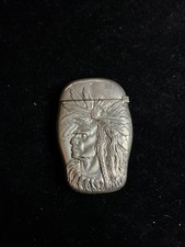 Antique Match Holder Chief Niagara Falls Sterling Silver 17.78 Grams picture