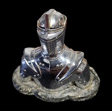 Vintage Negbaur Knight Helmet Table Lighter Chrome Medieval Made in USA picture