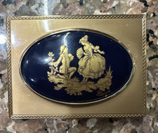 Patrys Powder Compact  1950’s France Gold Tone Gorgeous VTG Georgian Style picture