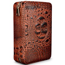 Portable Leather Cedar Wood Cigar Humidor 4 Travel Holder Cigar Cutter Men Gift picture