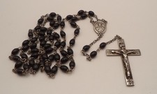 Vintage Goldi Kaplan Sweden Sterling Silver Capped Black Stone Rosary Signed GK picture