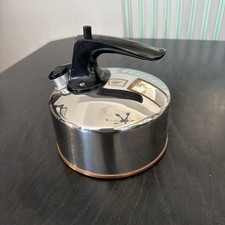 Vtg Paul Revere Ware 1 Qt Copper Bottom Whistling Tea Kettle 1 Quart EUC picture