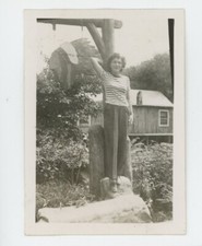 Vintage Photo Beautiful Gal Traveler Cherokee Indian Reservation Sign NC 1940s picture