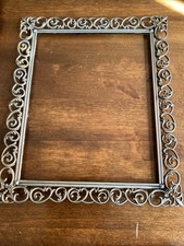Vtg Connoisseur 8x10 Picture Frame Ornate Silver Metal Scroll Ribbon  No Glass picture