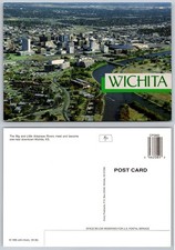 Continental Wichita Kansas Downtown City Aerial View Arkansas Rivers Postcard picture