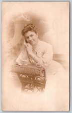 RPPC Atlantic City NJ Dittrich Studios Elegant Woman Portrait Postcard  C458 picture