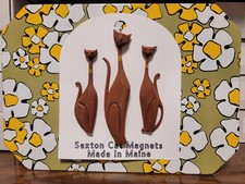 Sexton Cats Magnets - Walnut Wood Infused PLA - Atomic MCM Retro picture