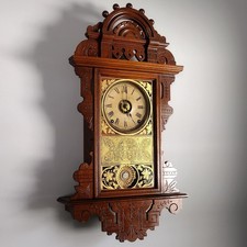 Antique Seth Thomas Clock Company Eclipse Ball Top Wall Clock with Alarm 8 Day picture