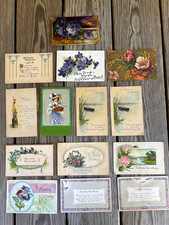 14 Vintage Embossed Birthday Postcards 1906-1907 1 Cent Stamps Lancaster PA picture