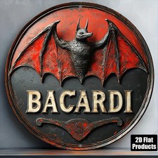 Bacardi Logo Round Aluminum Plaque Tin Metal Signs Home Décor Wall Art 8x8  picture