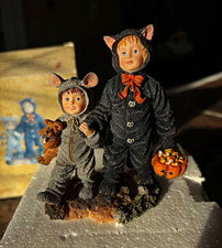 Yesterday's Child Dollstone Cathy & Miranda Trick or Treat Figurine Box COA picture